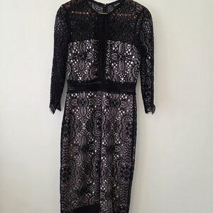 The Kooples Black and Cream Lace Dress